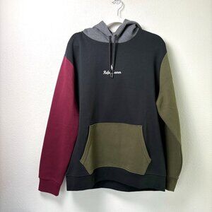 Ralph Lauren Polo Logo Double Knit Hoodie Mens XL Black Colorblock Sweatshirt